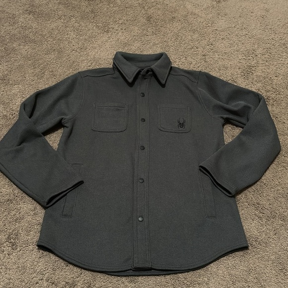 NWT Spyder Waffle Knit Shirt Jacket-Sz S-Gray-Snap Up Front - Picture 12 of 17